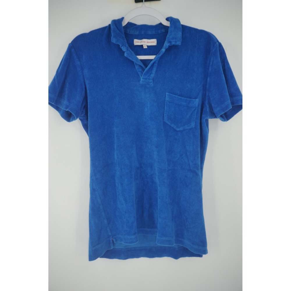 Orlebar Brown Polo Shirt Blue Terry Cloth Beach Casual Resort Men's Medium